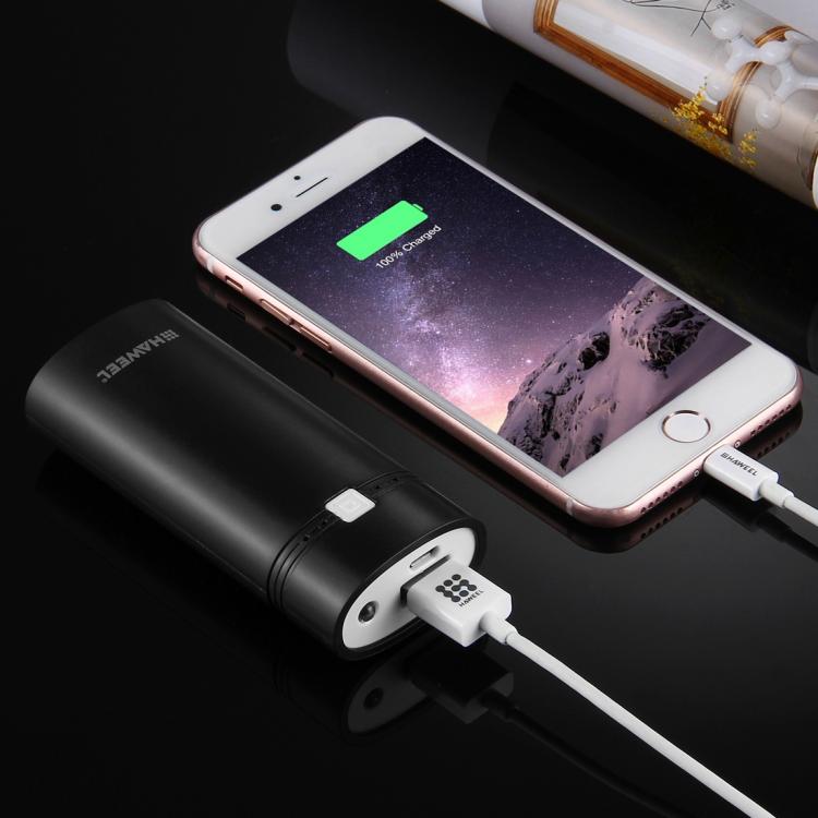 HAWEEL DIY 2x 18650 Battery (Not Included) 5600mAh Power Bank Shell Box with USB Output & Indicator, DIY 2 Batteries(Black)