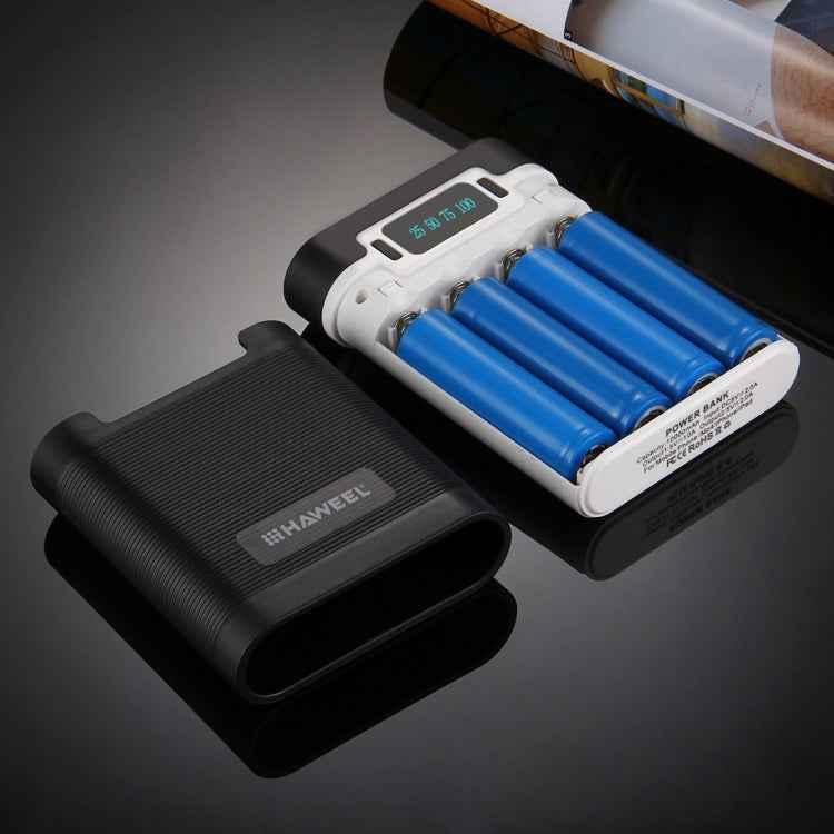 HAWEEL DIY 4 x 18650 Battery (Not Included) 10000mAh Power Bank Shell Box with 2 x USB Output & Display for iPhone, Galaxy, Sony, HTC, Google, Huawei, Xiaomi, Lenovo and other Smartphones