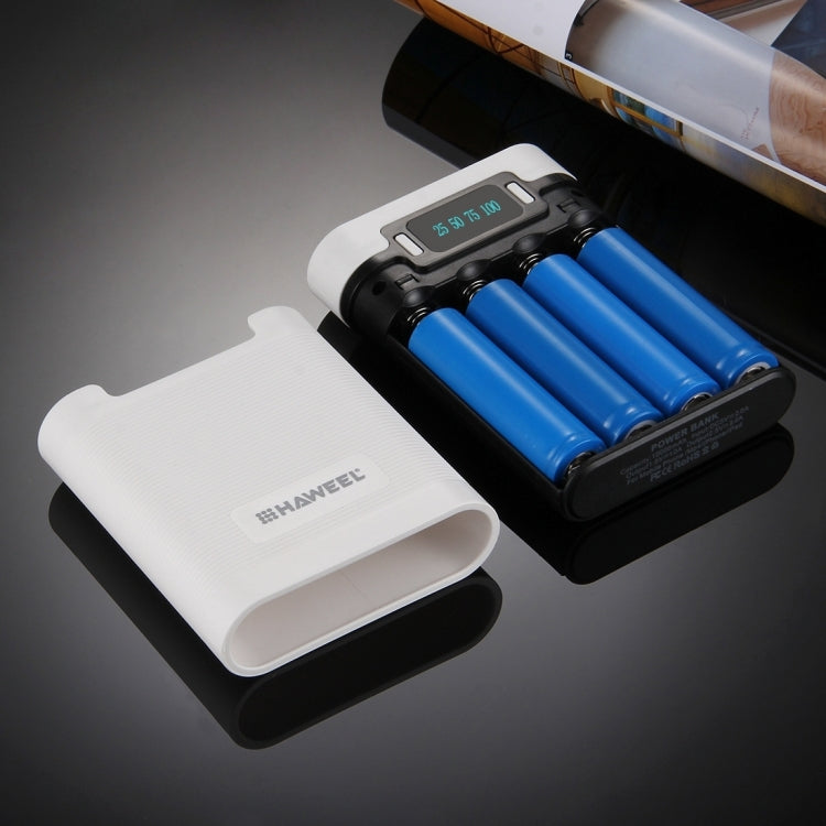 HAWEEL DIY 4 x 18650 Battery (Not Included) 10000mAh Power Bank Shell Box with 2 x USB Output & Display for iPhone, Galaxy, Sony, HTC, Google, Huawei, Xiaomi, Lenovo and other Smartphones