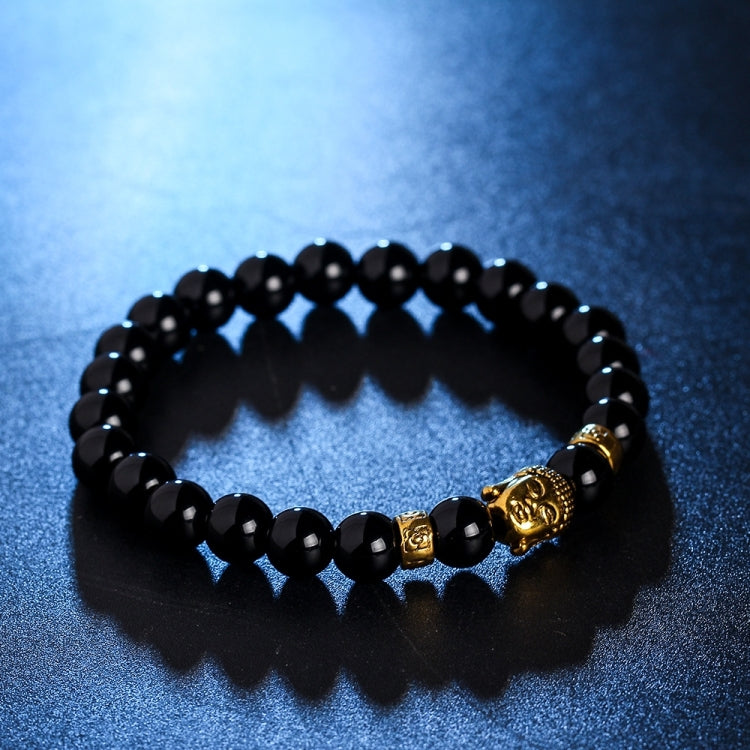 Natural Stone Buddha Head Bracelet, Black 2, Blue, Red, Brown, Yellow 61S58, Black 1