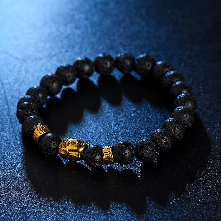 Natural Stone Buddha Head Bracelet, Black 2, Blue, Red, Brown, Yellow 61S58, Black 1