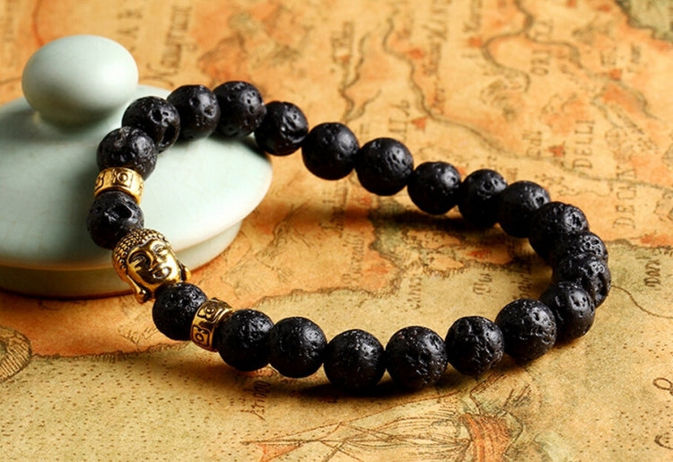 Natural Stone Buddha Head Bracelet, Black 2, Blue, Red, Brown, Yellow 61S58, Black 1