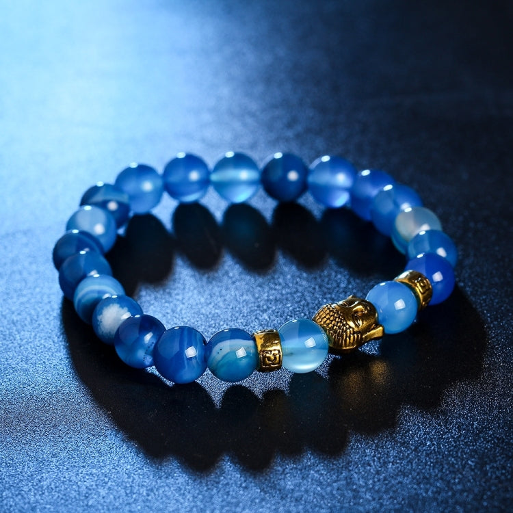 Natural Stone Buddha Head Bracelet, Black 2, Blue, Red, Brown, Yellow 61S58, Black 1