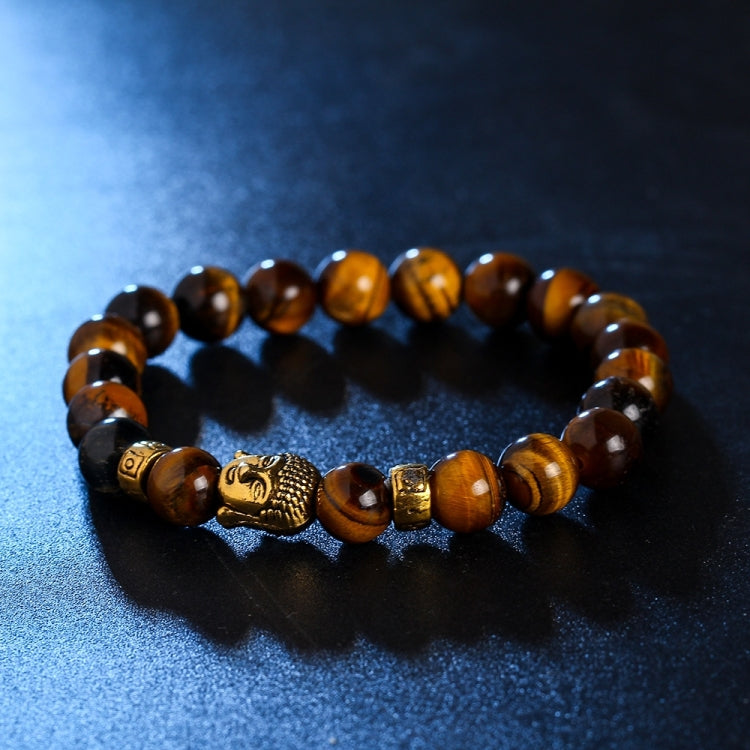 Natural Stone Buddha Head Bracelet, Black 2, Blue, Red, Brown, Yellow 61S58, Black 1