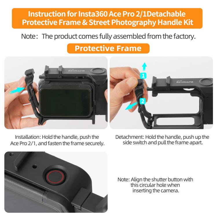 Sunnylife 2-in-1 Detachable Protective Frame & Street Photography Handle for Insta360 Ace Pro 2 / 1