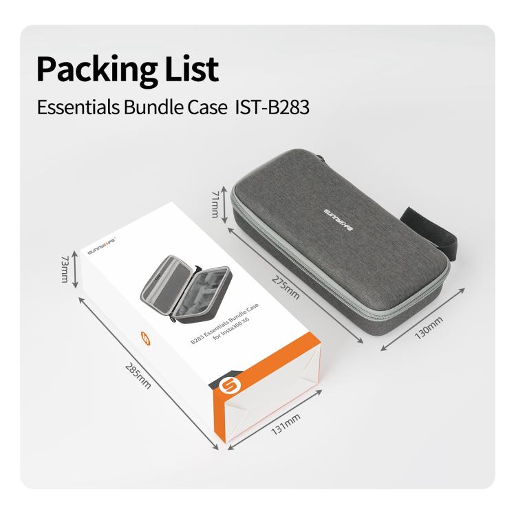 For Insta360 X6 Sunnylife Portable Carrying Protective Bag Essentials Bundle Case, Essentials Bundle Bag