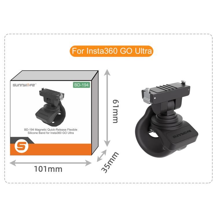 For Insta360 GO Ultra Sunnylife Magnetic Quick-Release Flexible Mount Series 360 Strap Wrap Band Mount Bike Tube Clip Holder, For Insta360 GO Ultra