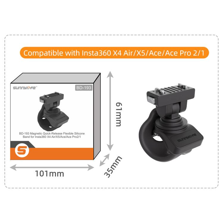 Sunnylife Magnetic Quick-Release Flexible Mount Series 360 Strap Wrap Band Mount Bike Tube Clip Holder For Insta360 X4 Air / X5 / Ace / Ace Pro 2 / 1, For Insta360 X4 Air / X5 / Ace / Ace Pro 2 / 1