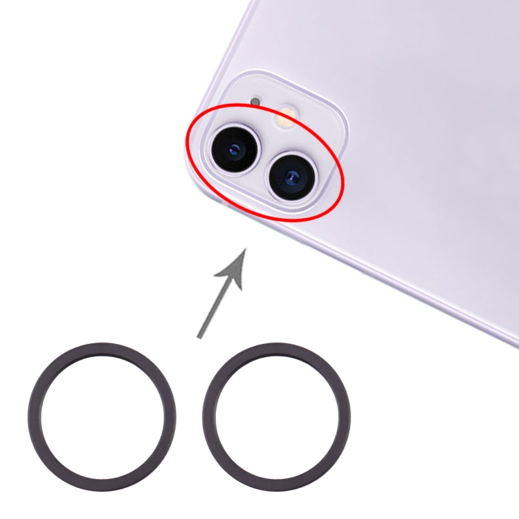 2 PCS Rear Camera Glass Lens Metal Protector Hoop Ring for iPhone 11, For iPhone 11