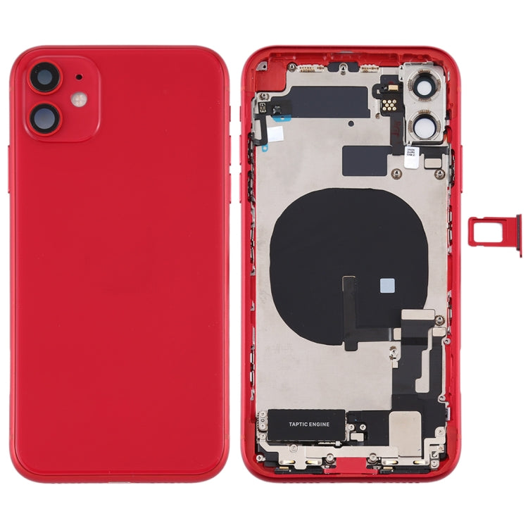 Battery Back Cover Assembly (with Side Keys & Power Button + Volume Button Flex Cable & Wireless Charging Module & Motor & Charging Port & Speaker Ringer Buzzer & Card Tray & Camera Lens Cover) for iPhone 11