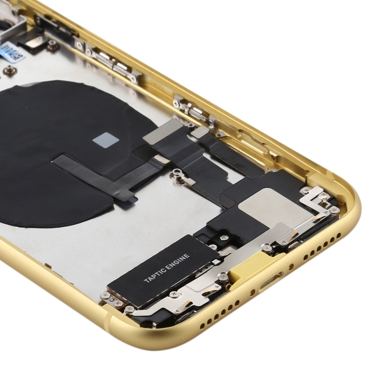 Battery Back Cover Assembly (with Side Keys & Power Button + Volume Button Flex Cable & Wireless Charging Module & Motor & Charging Port & Speaker Ringer Buzzer & Card Tray & Camera Lens Cover) for iPhone 11