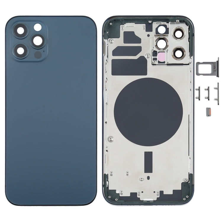 Back Housing Cover with SIM Card Tray & Side  Keys & Camera Lens for iPhone 12 Pro(Blue), For iPhone 12 Pro(with SIM Card Tray & Side Keys)