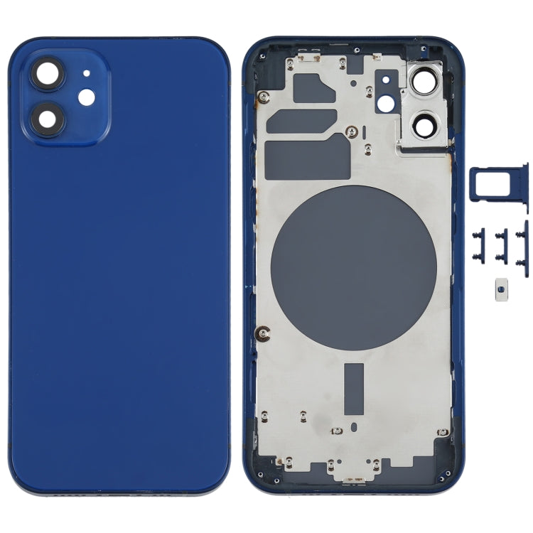 Back Housing Cover with SIM Card Tray & Side  Keys & Camera Lens for iPhone 12(White), For iPhone 12(with Card Tray), For iPhone 12(with SIM Card Tray), Back Housing Cover for 12