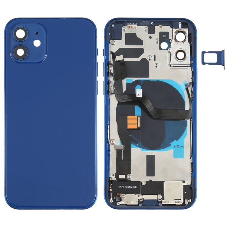 Battery Back Cover Assembly (with Side Keys & Speaker Ringer Buzzer & Motor & Camera Lens & Card Tray & Power Button + Volume Button + Charging Port & Wireless Charging Module) for iPhone 12, For iPhone 12(Assembly)