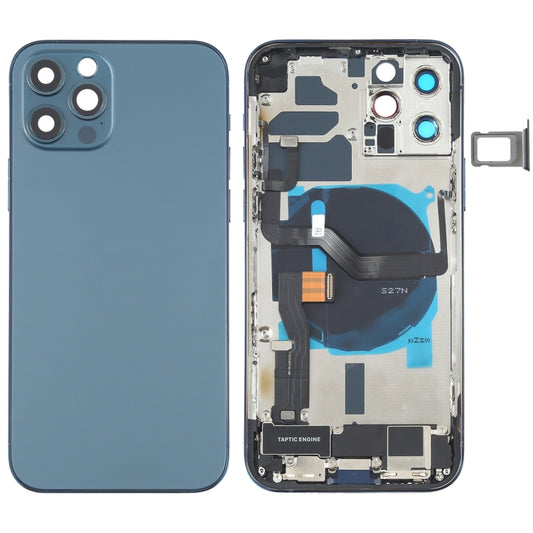 Battery Back Cover Assembly (with Side Keys & Speaker Ringer Buzzer & Motor & Camera Lens & Card Tray & Power Button + Volume Button + Charging Port & Wireless Charging Module) for iPhone 12 Pro, For iPhone 12 Pro(Blue), For iPhone 12 Pro(White)�������...