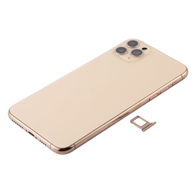 Battery Back Cover Assembly (with Side Keys & Power Button + Volume Button Flex Cable & Wireless Charging Module & Motor & Charging Port & Speaker Ringer Buzzer & Card Tray & Camera Lens Cover) for iPhone 11 Pro