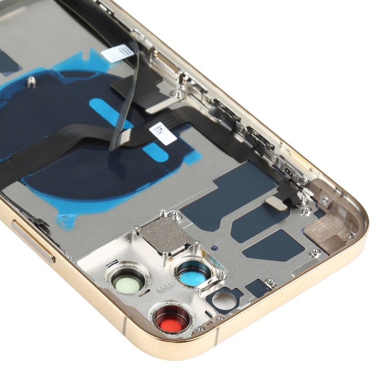 Tapa trasera de batería (con teclas laterales, timbre, motor, lente de cámara, bandeja para tarjetas, botón de encendido, botón de volumen, puerto de carga y módulo de carga inalámbrica) para iPhone 12 Pro Max.