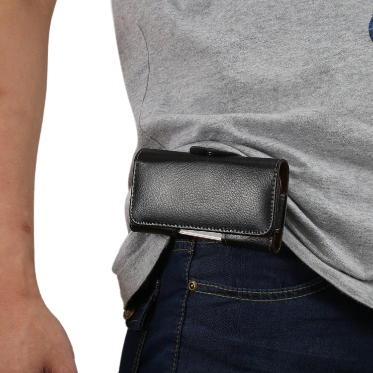 4 inch Litchi Texture Vertical Flip Thwartwise Genuine Leather Case / Waist Bag with Rotatable Back Splint for iPhone SE & 5s & 5 & 4S, etc