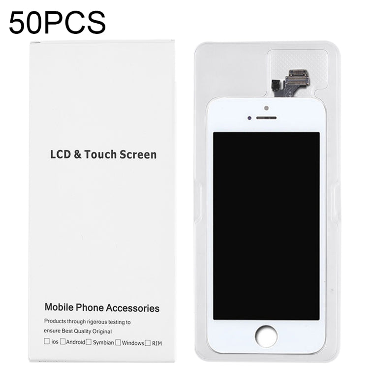 50 PCS Cardboard Packaging White Box for iPhone 5 LCD Screen, Packaging Box for i5