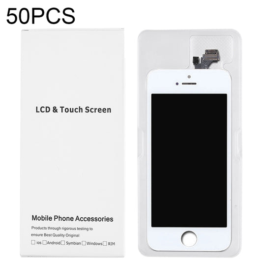 50 PCS Cardboard Packaging White Box for iPhone 5 LCD Screen, Packaging Box for i5