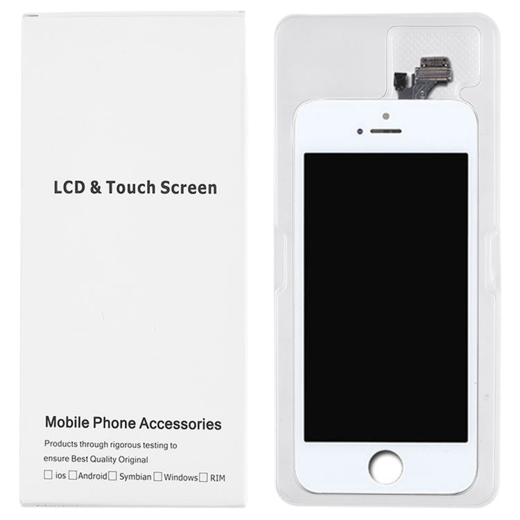 50 PCS Cardboard Packaging White Box for iPhone 5 LCD Screen, Packaging Box for i5