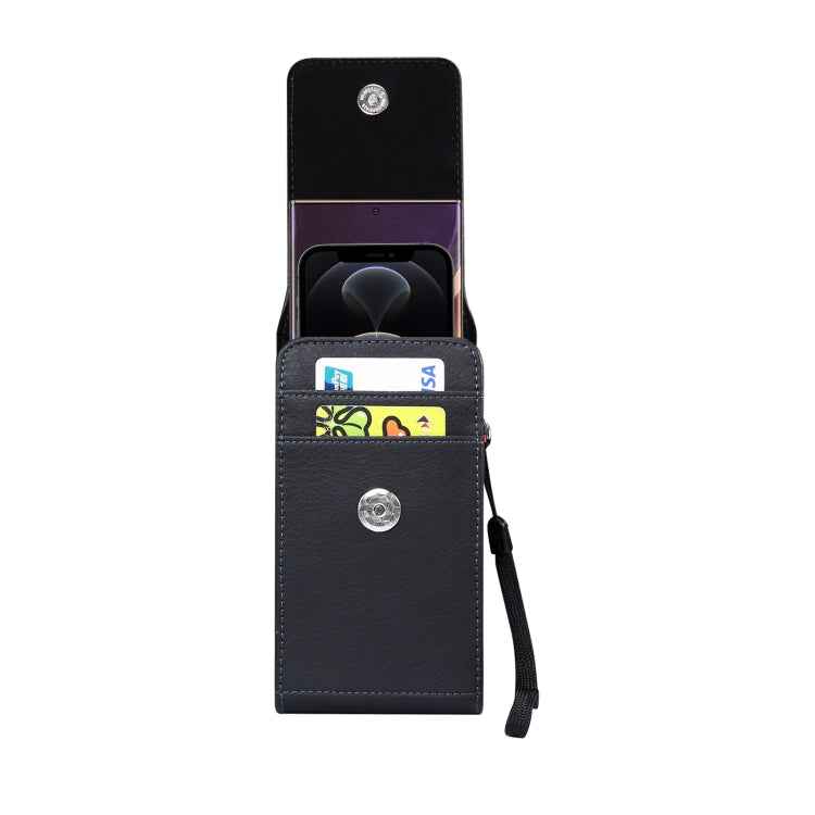 For 6.7 inch and Below Phones Litchi Texture Multifunctional Universal Vertical Flip Upright Double Lattice PU Leather Case Waist Bag with Card Slot & Belt Clip & Lanyard