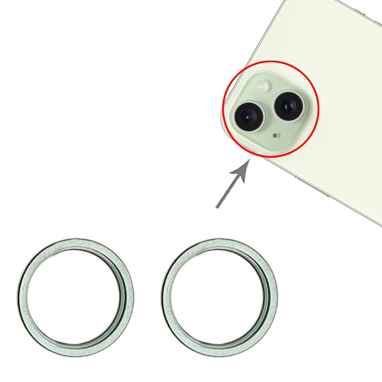 For iPhone 15 / 15 Plus 2pcs/set Rear Camera Glass Lens Metal Outside Protector Hoop Ring, For iPhone 15 / 15 Plus