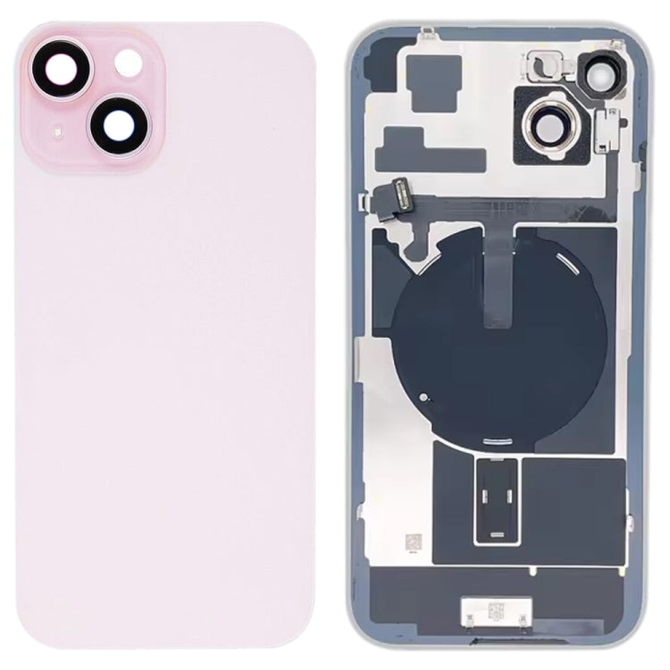 Coque arrière en verre pour iPhone 15 Plus avec support de flash et module de chargement sans fil