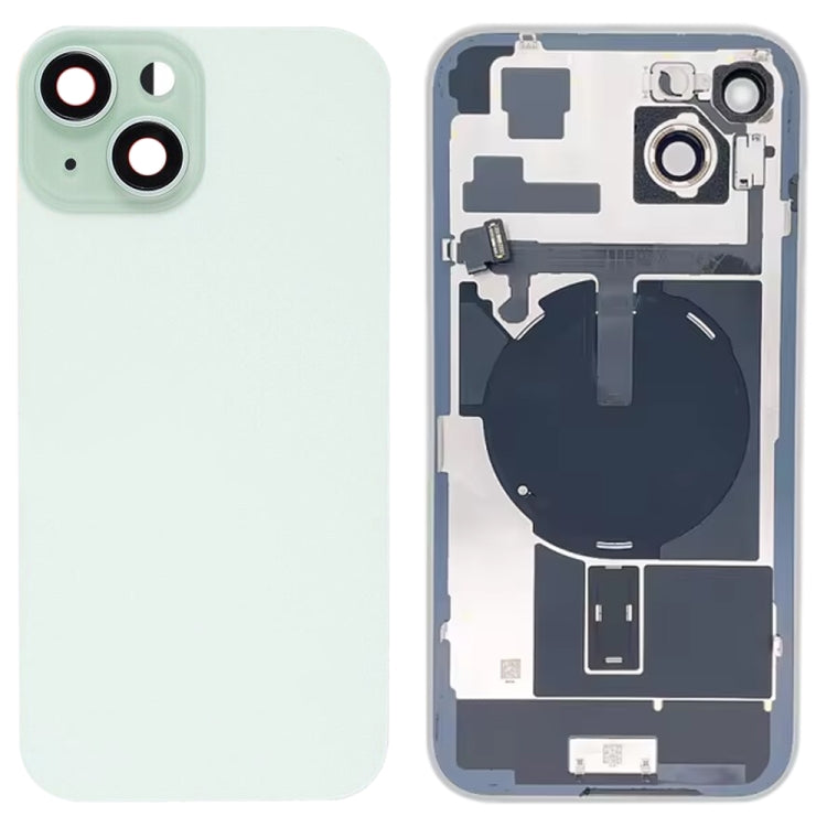 Coque arrière en verre pour iPhone 15 Plus avec support de flash et module de chargement sans fil