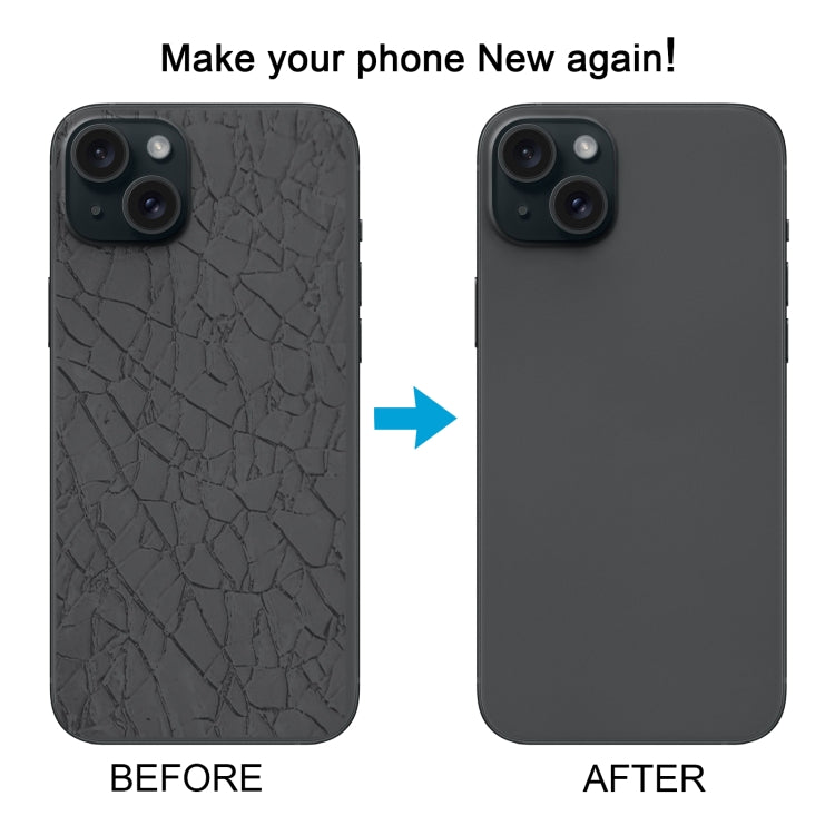 Coque arrière en verre pour iPhone 15 Plus avec support de flash et module de chargement sans fil