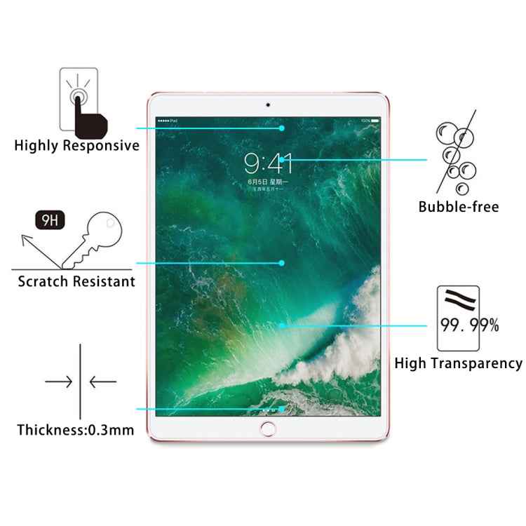 2 PCS for iPad Pro 10.5 inch 0.3mm 9H Surface Hardness Full Screen Tempered Glass Screen Protector