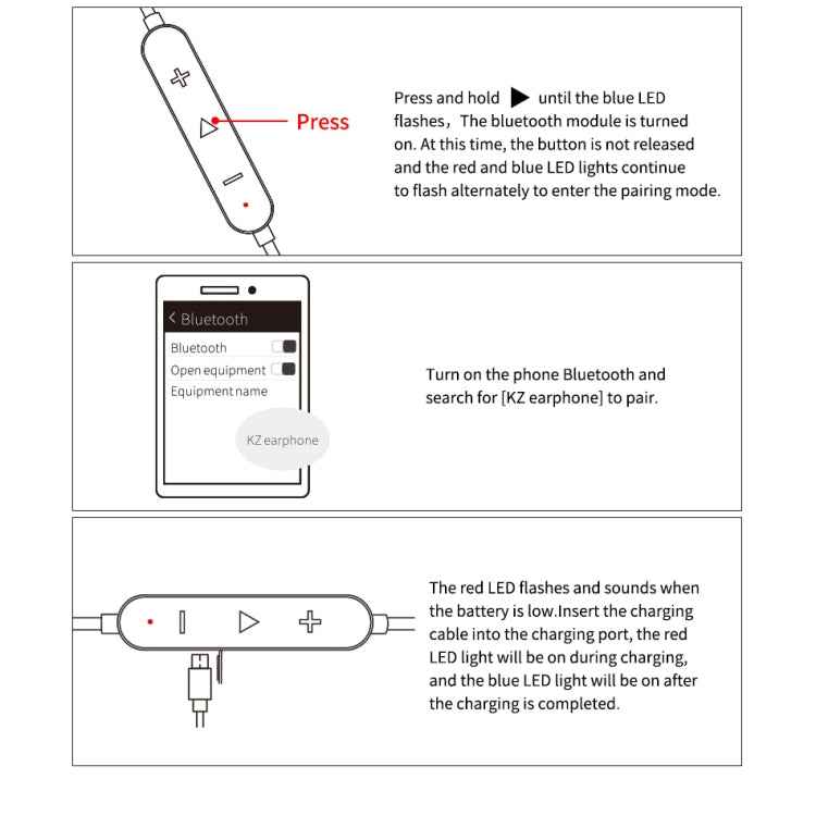 KZ Waterproof High Fidelity Bluetooth Upgrade Cable for KZ ZSN Earphones
