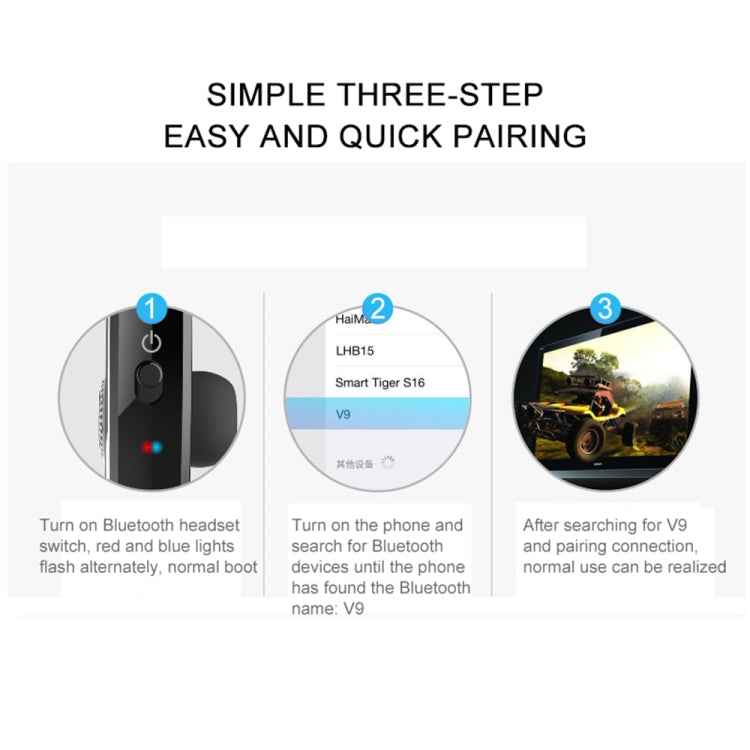 V9 Business Handsfree Wireless Bluetooth Headset CSR 4.1 with Mic for Driver Sport