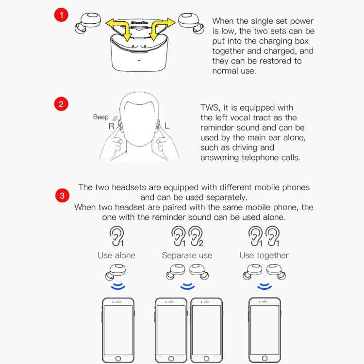 Bluedio TWS T-elf Bluetooth Version 5.0 In-Ear Bluetooth Headset with Headphone Charging Cabin