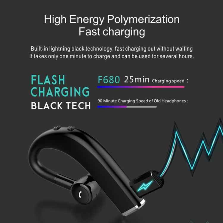 F680 Bluetooth 5.0 Fast Charging Wireless Business Sports Bluetooth Earphone