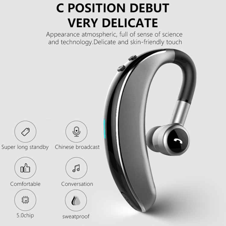 V7 Bluetooth 5.0 Business Style Wireless Stereo Sports Bluetooth Earphone, Support Inform Caller Name
