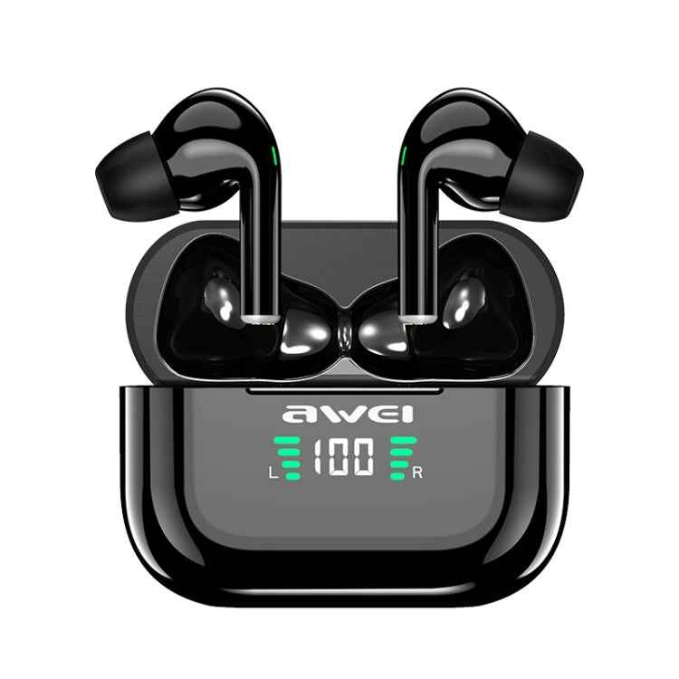 awei T29P Bluetooth V5.0 LED Digital Display Ture Wireless Sports IPX4 Waterproof TWS Headset with Charging Case
