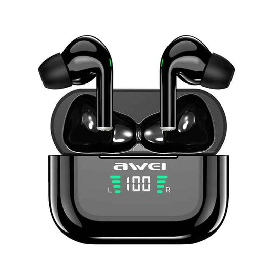 awei T29P Bluetooth V5.0 LED Digital Display Ture Wireless Sports IPX4 Waterproof TWS Headset with Charging Case