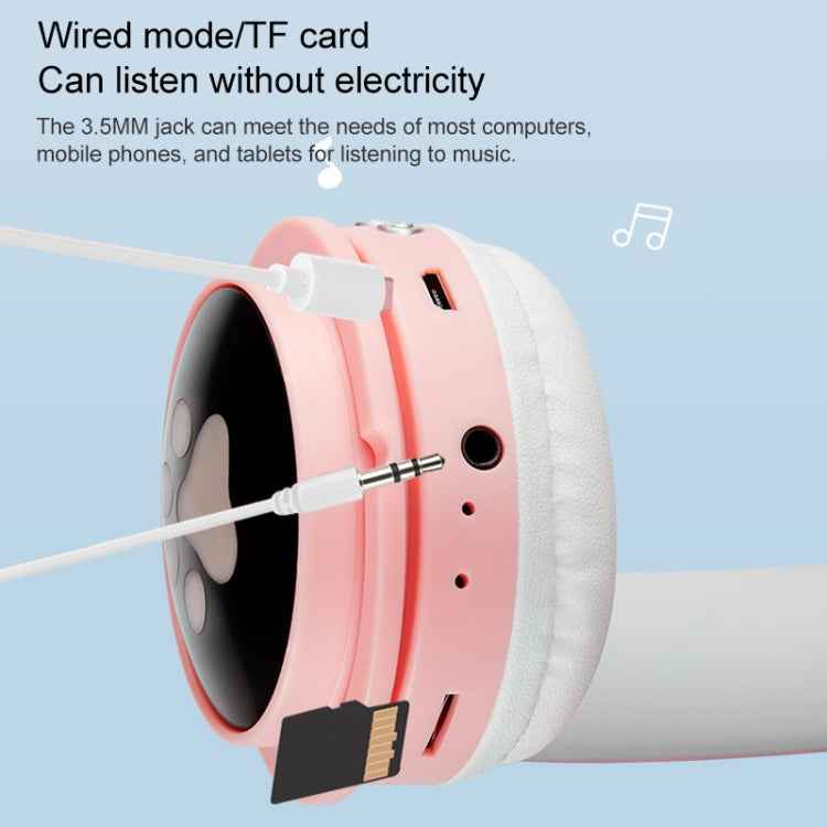 B30 Cat Paw Cat Ears Colorful Luminous Foldable Bluetooth Headset with 3.5mm Jack & TF Card Slot