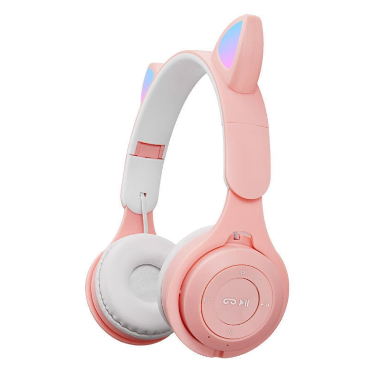 M6 Luminous Cat Ears Two-color Foldable Bluetooth Headset with 3.5mm Jack & TF Card Slot, Two-color Pink, Two-color Purple, Two-color White