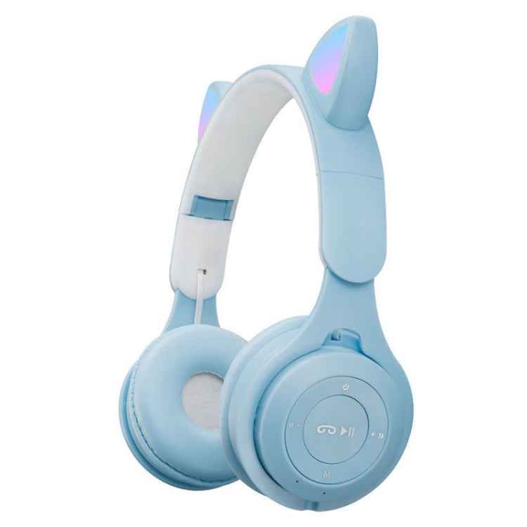 M6 Luminous Cat Ears Two-color Foldable Bluetooth Headset with 3.5mm Jack & TF Card Slot