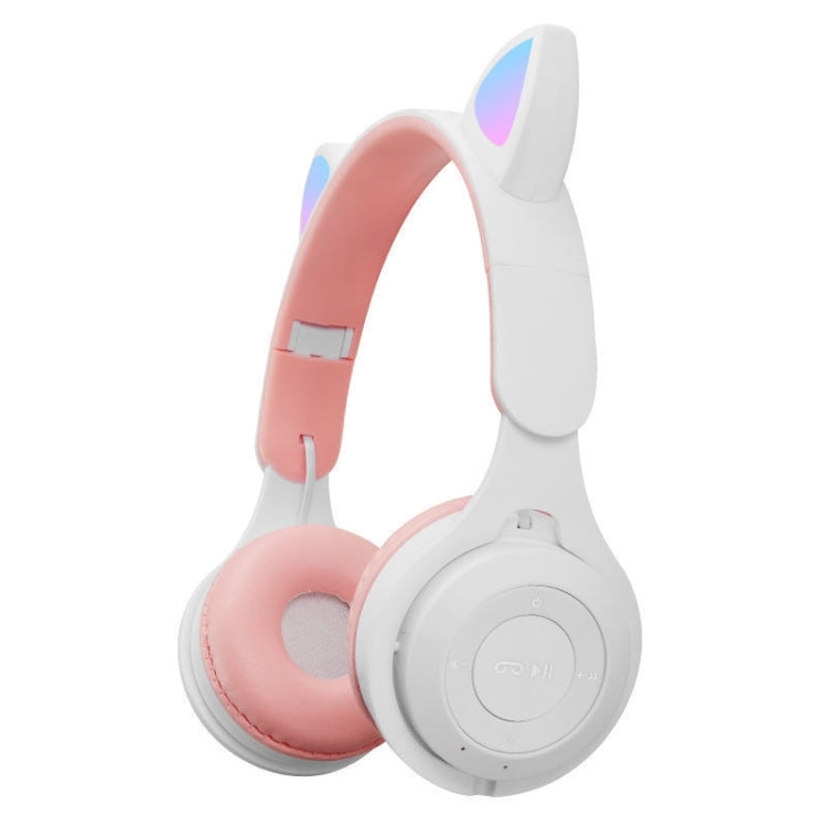 M6 Luminous Cat Ears Two-color Foldable Bluetooth Headset with 3.5mm Jack & TF Card Slot, Two-color Pink, Two-color Purple, Two-color White