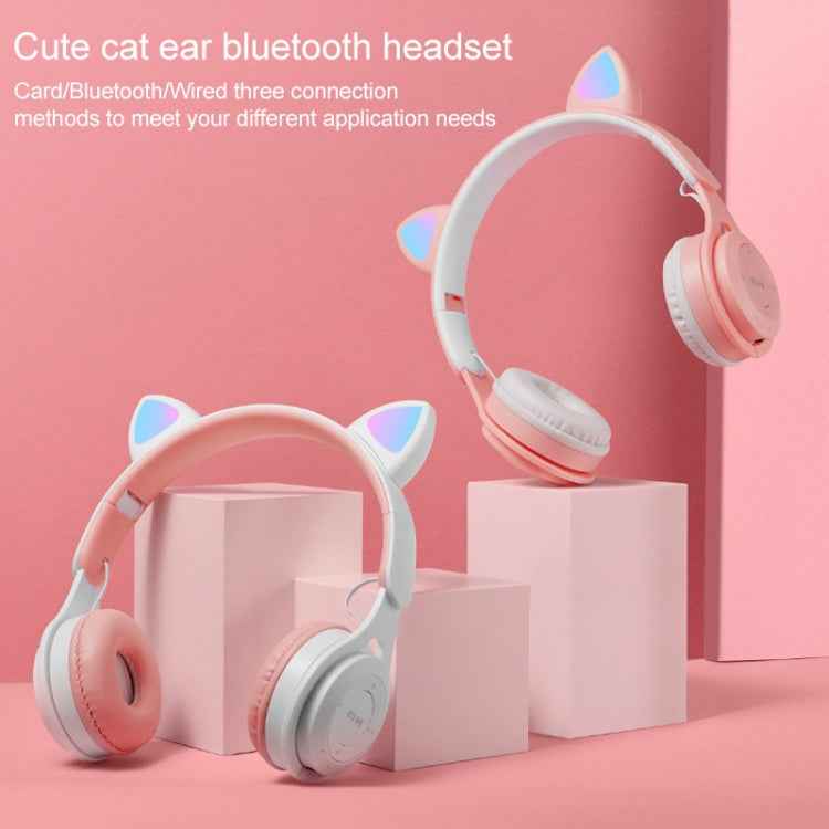 M6 Luminous Cat Ears Two-color Foldable Bluetooth Headset with 3.5mm Jack & TF Card Slot