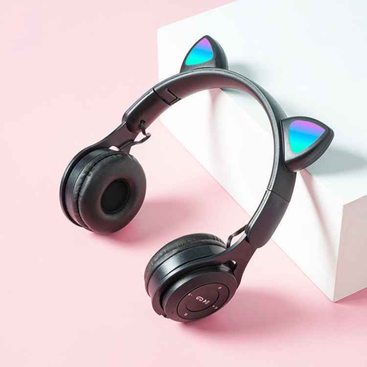 M6 Luminous Cat Ears Pure-color Foldable Bluetooth Headset with 3.5mm Jack & TF Card Slot
