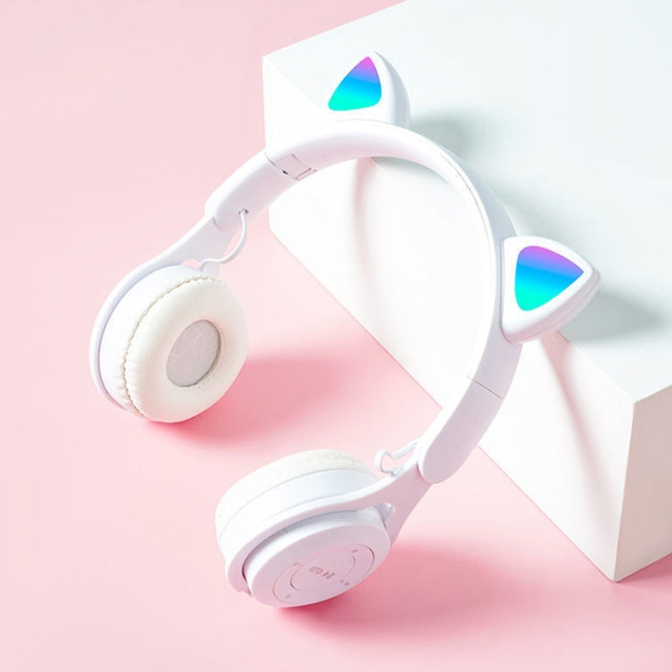 M6 Luminous Cat Ears Pure-color Foldable Bluetooth Headset with 3.5mm Jack & TF Card Slot, Pure-color Blue, Pure-color White, Pure-color Black, Pure-color Pink