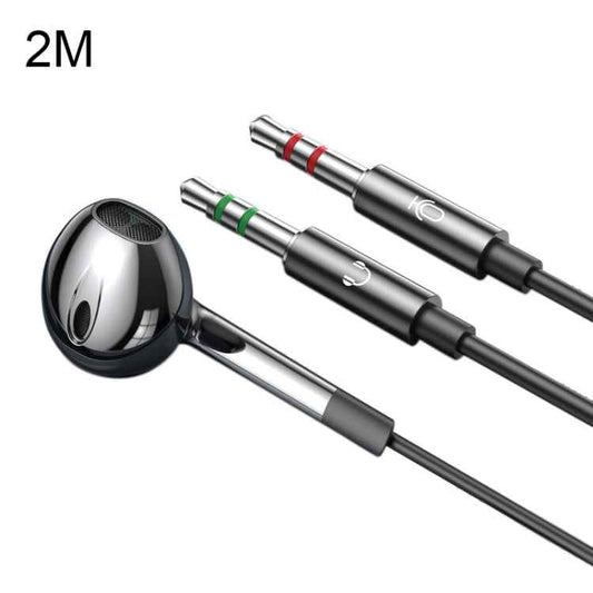Langsdom V6 3.5mm Dual Plug Wired In-Ear Earphone with Microphone, Length: 2m