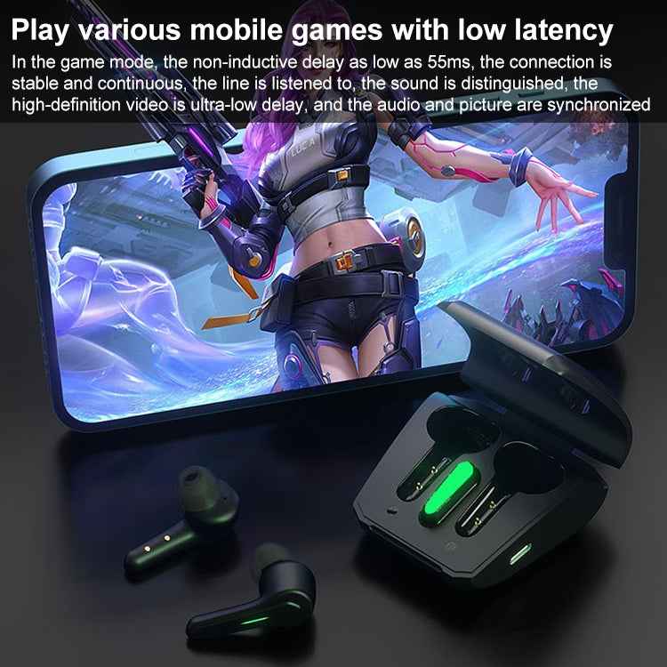 ETE-55 TWS Binaural Bluetooth 5.0 Low Latency Gaming Earphones