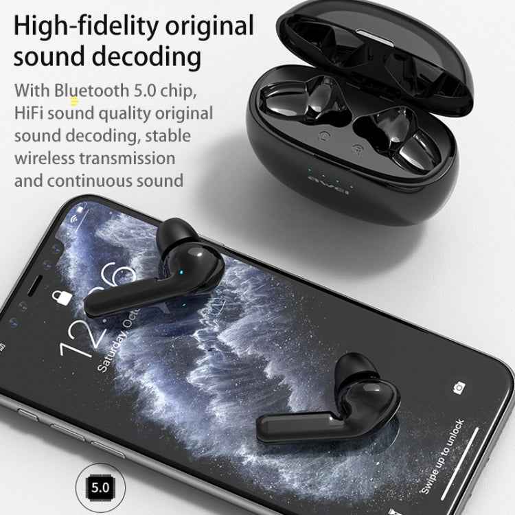 awei T15 TWS Bluetooth V5.0 Ture Wireless Sports Headset with Charging Case