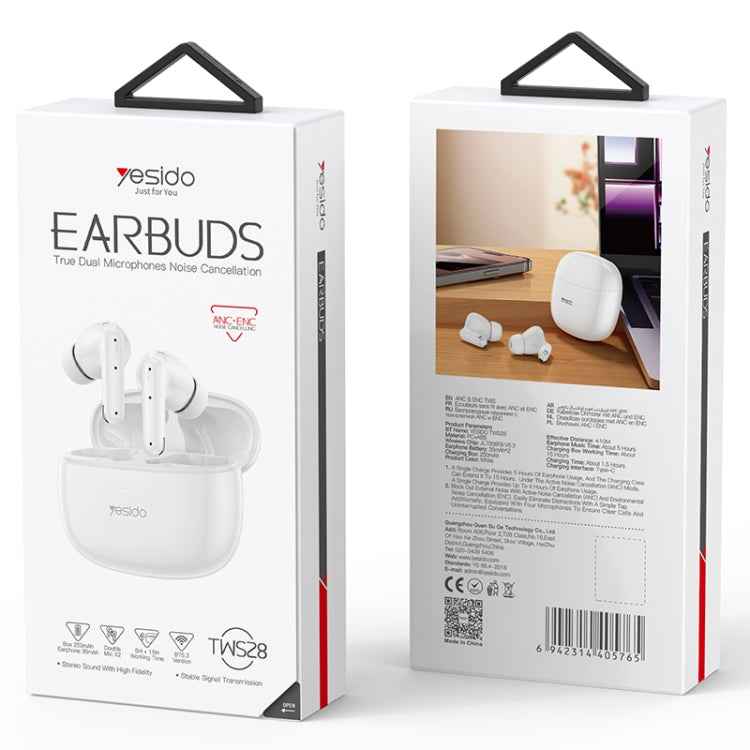 Yesido TWS28 ANC+ENC Dual Noise Reduction Smart TWS Wireless Bluetooth Earphone