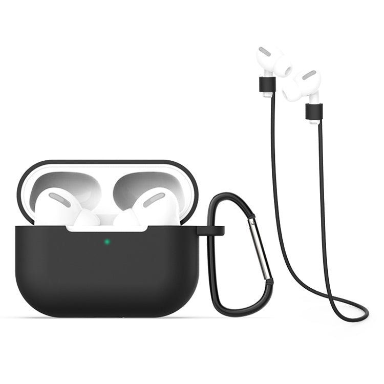 For AirPods Pro Silicone Earphone Protective Case + Hook + Anti-lost Rope 3 in 1 Set, For AirPods Pro